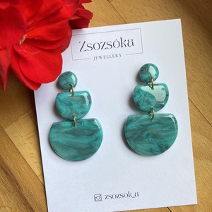 Turquoise stone long, Ékszer, Fülbevaló, Pötty fülbevaló, Gyurma, MESKA