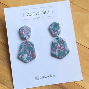 Deep Green Marble, Ékszer, Fülbevaló, Lógó fülbevaló, Gyurma, MESKA