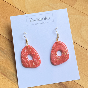 Red Marble Amoebae, Ékszer, Fülbevaló, Lógó fülbevaló, Gyurma, MESKA