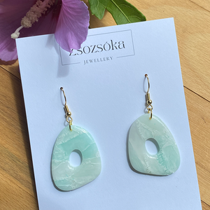 Mint Marble Amoebae, Ékszer, Fülbevaló, Lógó fülbevaló, Gyurma, MESKA