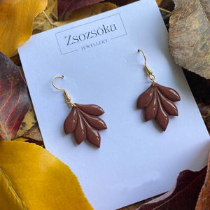 Brown Leaves, Ékszer, Fülbevaló, Lógó fülbevaló, Gyurma, MESKA