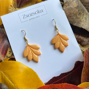 Pastel Yellow Leaves, Ékszer, Fülbevaló, Lógó fülbevaló, Gyurma, MESKA