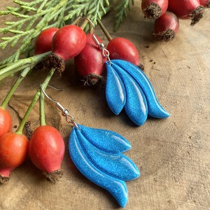 Light Blue Christmas Petal, Ékszer, Fülbevaló, Lógó fülbevaló, Gyurma, MESKA