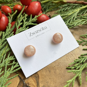 Beige Christmas Dots - ékszer - fülbevaló - pötty fülbevaló - Meska.hu