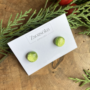 Green Christmas Dots - ékszer - fülbevaló - pötty fülbevaló - Meska.hu