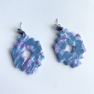 Deep Green Marble, Ékszer, Fülbevaló, Lógó fülbevaló, Gyurma, MESKA