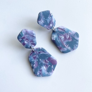 Deep Green Marble, Ékszer, Fülbevaló, Lógó fülbevaló, Gyurma, MESKA