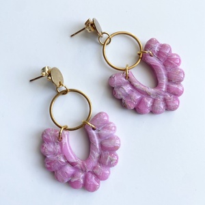 Floral and gold, Ékszer, Fülbevaló, Lógó fülbevaló, Gyurma, MESKA