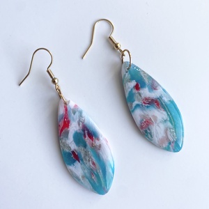 Blue marble, Ékszer, Fülbevaló, Lógó fülbevaló, Gyurma, MESKA