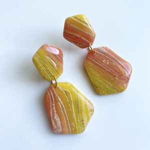 Sunset Marble, Ékszer, Fülbevaló, Lógó fülbevaló, Gyurma, MESKA