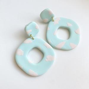 Mint and Pink Leopard Square, Ékszer, Fülbevaló, Lógó fülbevaló, Gyurma, MESKA