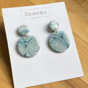 Blue Stones Marble, Ékszer, Fülbevaló, Lógós kerek fülbevaló, Gyurma, MESKA