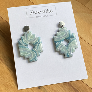 Blue Stones Marble, Ékszer, Fülbevaló, Lógó fülbevaló, Gyurma, MESKA