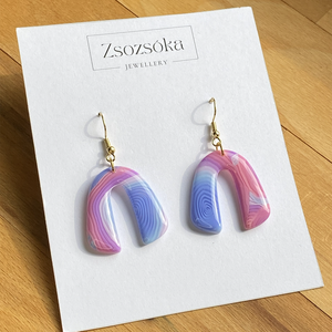 Pink and Blue Rainbow Arch, Ékszer, Fülbevaló, Lógó fülbevaló, Gyurma, MESKA