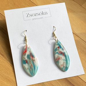 Blue marble, Ékszer, Fülbevaló, Lógó fülbevaló, Gyurma, MESKA