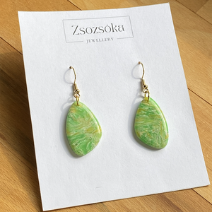 Green Marble Stone, Ékszer, Fülbevaló, Lógó fülbevaló, Gyurma, MESKA