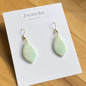 Mint Marble Little Leaves, Ékszer, Fülbevaló, Lógó fülbevaló, Gyurma, MESKA