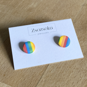 Rainbow stripe pötty fülbevaló, Ékszer, Fülbevaló, Pötty fülbevaló, Gyurma, MESKA
