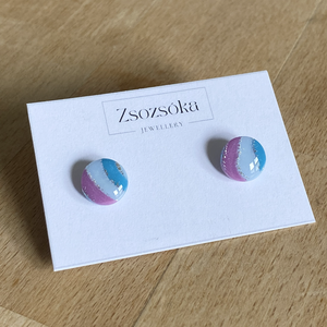 Blue and Purple Marble pötty fülbevaló - Meska.hu