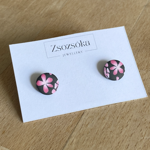 Pink Orchidea pötty fülbevaló, Ékszer, Fülbevaló, Pötty fülbevaló, Gyurma, MESKA
