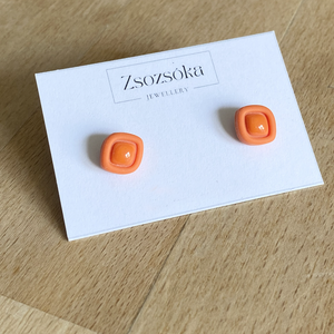 Tiney Orange pötty fülbevaló, Ékszer, Fülbevaló, Pötty fülbevaló, Gyurma, MESKA