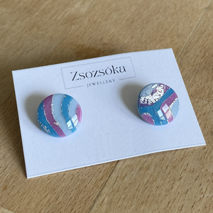 Blue and Purple Marble Nagy pötty fülbevaló - Meska.hu