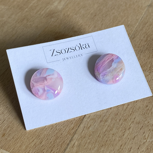 Purple Marble pötty fülbevaló - Meska.hu