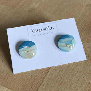 Turquoise Marble pötty fülbevaló - Meska.hu