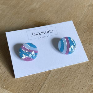 Blue and Purple Nagy pötty fülbevaló, Ékszer, Fülbevaló, Pötty fülbevaló, Gyurma, MESKA