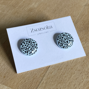 Blue Spotted Nagy pötty fülbevaló, Ékszer, Fülbevaló, Pötty fülbevaló, Gyurma, MESKA