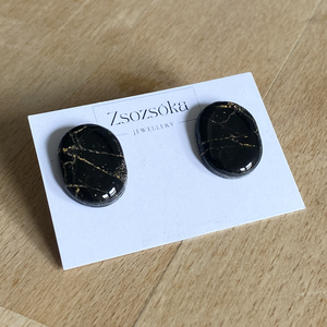 Black and Gold Oval pötty fülbevaló - Meska.hu