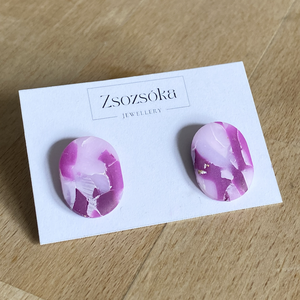 Cyclamen and Rose Oval pötty fülbevaló - Meska.hu