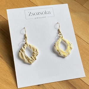 Gold and White Tulip, Ékszer, Fülbevaló, Lógó fülbevaló, Gyurma, MESKA