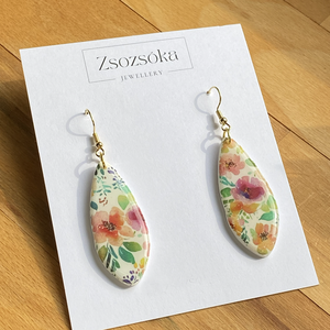 Flower Power Leaves, Ékszer, Fülbevaló, Lógó fülbevaló, Gyurma, MESKA