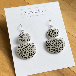 Spotted whith Half Square Fülbevalók - Meska.hu