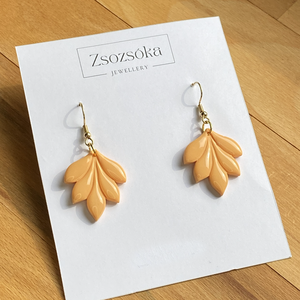 Pastel Yellow Leaves, Ékszer, Fülbevaló, Lógó fülbevaló, Gyurma, MESKA