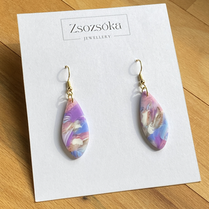 Purple Sky Marble Kicsi, Ékszer, Fülbevaló, Lógó fülbevaló, Gyurma, MESKA