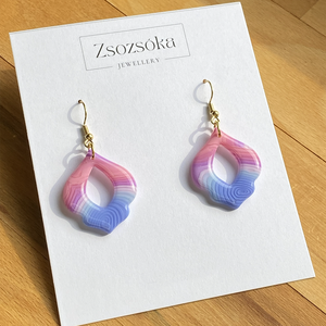 Pink and Blue Rainbow Tulip, Ékszer, Fülbevaló, Lógó fülbevaló, Gyurma, MESKA