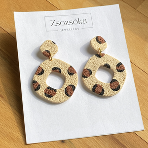 Leopard Square, Ékszer, Fülbevaló, Lógó fülbevaló, Gyurma, MESKA