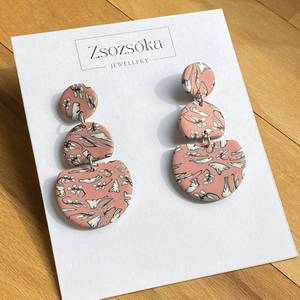 Peach with Pattern Geometric Fülbevalók - Meska.hu