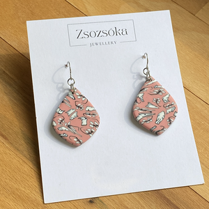 Peach with Pattern Teardrop Fülbevalók - Meska.hu