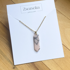 Rose and Black Marble Stone medál, Ékszer, Nyaklánc, Medálos nyaklánc, Gyurma, MESKA