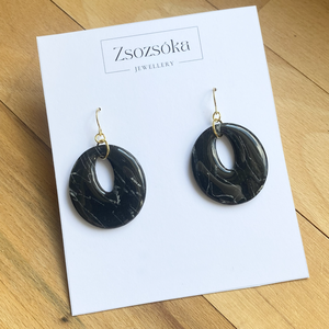 Black Marble Doughnut Fülbevaló - Meska.hu