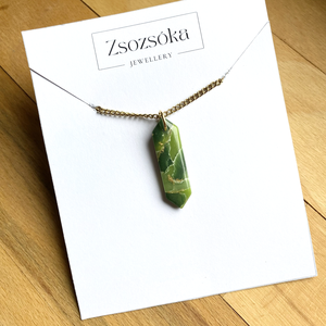 Green and Gold Marble Stone medál - Meska.hu