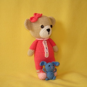 Maci kis nyuszival  amigurumi figura - játék & sport - plüssállat & játékfigura - maci - Meska.hu