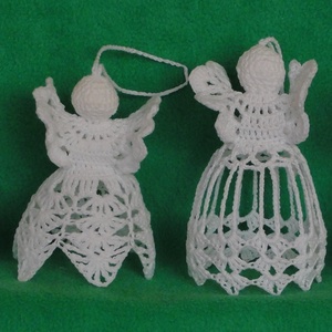 Karácsonyi angyal horgolt fenyő dísz 4 db/ garnitúra - karácsony - karácsonyi lakásdekoráció - karácsonyfadíszek - Meska.hu