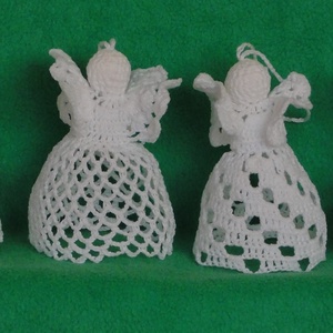 Karácsonyi angyal horgolt fenyő dísz 4 db/ garnitúra - karácsony - karácsonyi lakásdekoráció - karácsonyfadíszek - Meska.hu