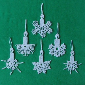 Karácsonyi lapos angyal és gyertya  horgolt fenyő dísz - karácsony - Meska.hu