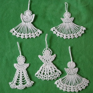 Karácsonyi lapos angyal és gyertya  horgolt fenyő dísz - karácsony - Meska.hu