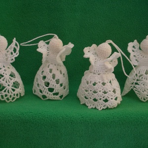 Karácsonyi angyal horgolt fenyő dísz 4 db/ garnitúra - karácsony - karácsonyi lakásdekoráció - karácsonyfadíszek - Meska.hu